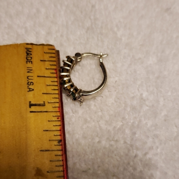 Emerald & Diamond Huggy Hoop Earrings - Picture 4 of 4